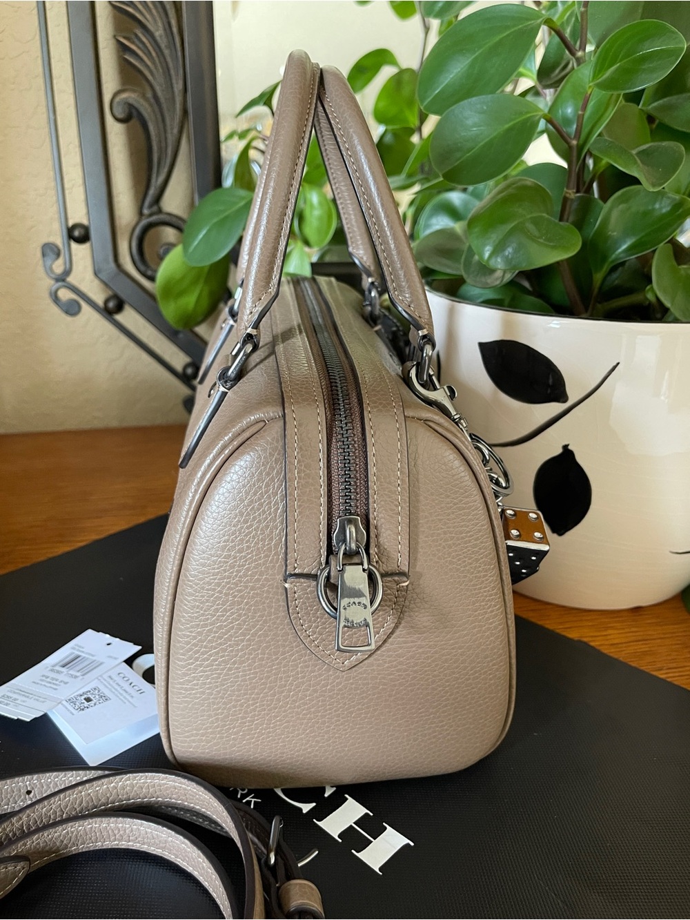 NWT Coach Rowan Satchel in Dark Stone - Picture 4 of 9